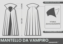 Carica l'immagine nel visualizzatore di Gallery, papapanda Vampiro Collo Alto Mantello Rosso Nero 130cm per Bambini e Adulti