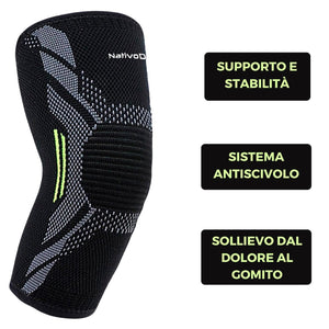 NativoDex Gomitiera per Epicondilite e Tendinite, Tutore A Compressione Per Gomito, Fascia Gomito Palestra, Crossfit, Tennis, Golf (M)