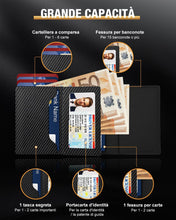 Carica l'immagine nel visualizzatore di Gallery, Portafoglio uomo slim dwnkove RFID con portacarte pop-up, nero/arancione
