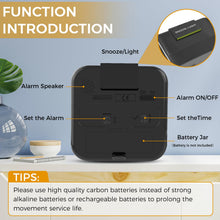 Carica l'immagine nel visualizzatore di Gallery, CNMTCCO sveglia da comodino, senza ticchettio, con luce, alimentata a batteria, allarme forte, funzione Snooze, funziona