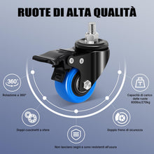 Carica l'immagine nel visualizzatore di Gallery, 50mm Ruote per Mobili con stelo filettato M8 x 1,25x 25mm, Ruote per Carrello Carichi Pesanti Capacità 270KG, 360 Gradi 