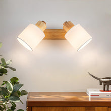 Carica l'immagine nel visualizzatore di Gallery, Plafoniera Lampada da Soffitto 2 Faretti Orientabili, Legno Faretti da Soffitto Faretto da Parete Vintage Plafoniera 2 L
