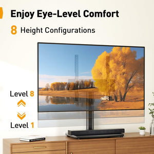 PERLEGEAR Supporto TV da Tavolo Girevole per TV da 24-60 Pollici Fino a 40 kg, Universale Supporto TV da Tavolo Regolabile in Altezza, Piedistallo TV con Base in Vetro Temperato Max VESA 400x400mm