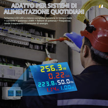 Carica l'immagine nel visualizzatore di Gallery, Contatore di Energia Monofase,6 in 1 Multifunzione Misuratore Contatore di AC40-300V 100A Voltmetro Amperometro Contator