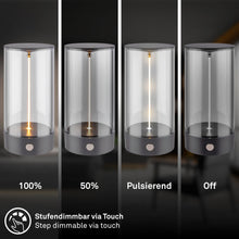 Carica l'immagine nel visualizzatore di Gallery, BRILONER - Lampada da tavolo LED senza fili con controllo touch a 4 livelli, filamento, luce bianca calda, ricarica USB-