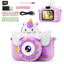 Carica l'immagine nel visualizzatore di Gallery, TIATUA Macchina Fotografica Bambini con 2.0 Pollici Schermo &amp; 32G Card, Fotografica Bambini Video Camera,Fun Accessories Included,Gift for Girls Boy Age 3+