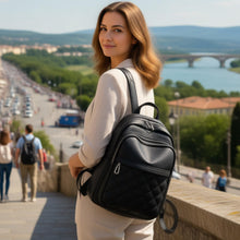 Carica l'immagine nel visualizzatore di Gallery, Suweir Zainetto Donna Elegante Zaino Donna Pelle PU Zaino da Città Impermeabile Casual Daypack Backpack per il Lavoro per Viaggi, Lavoro, Scuola (Nero)
