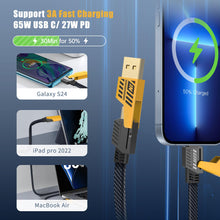 Carica l'immagine nel visualizzatore di Gallery, YISH Multi Cavo di Ricarica 4 in 1：[1.8M] Nylon Universale Multiplo USB Cavetto con USB A/USB Tipo C a 65W USB C+ 27W PD