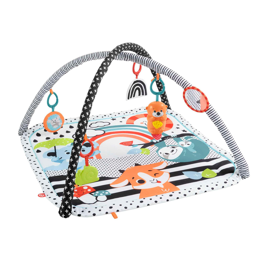 Fisher-Price - Palestrina Musicale 3 in 1 per neonati, con giocattoli sensoriali, luci e suoni per giocare distesi sul pancino, giocattolo per bambini, 0+ anni, HPF39
