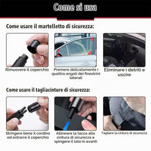 Carica l'immagine nel visualizzatore di Gallery, 3 Pezzi Martello Sicurezza Auto, Strumento Fuga 2 in 1