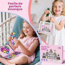 Carica l'immagine nel visualizzatore di Gallery, Set di 42 piastrelle magnetiche da viaggio con glitter da viaggio, per bambini, menta, piastrelle magnetiche con base in