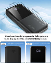 Carica l'immagine nel visualizzatore di Gallery, Power Bank 20000mAh 22.5W PD3.0 QC4.0 Ricarica Rapida Batteria Esterna 3A USB C Caricatore Portatile con LCD Display Digitale 3 Uscite e 2 Ingressi per Smartphone and more (black)