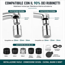 Carica l'immagine nel visualizzatore di Gallery, Rompigetto Rubinetto Cucina 360° Girevole | Prolunga Rubinetto Cucina Doppia Funzione | Aeratore Rubinetto Bidet | Filtr