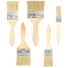 Carica l'immagine nel visualizzatore di Gallery, Set pennelli pittura 5 pezzi – pennello pittura e pennello per legno con manico in legno (25,4/38,1/50,8/63,5/76,2 mm), 