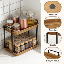 Carica l'immagine nel visualizzatore di Gallery, VINATO Scaffale 2 Ripiani, Organizzatore per Cucina in Acciaio al Carbonio con Aspetto Legno, Aste di Supporto Rinforzate, per Piano di Lavoro, Cucina, Bagno, Ufficio