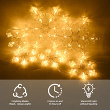 Carica l'immagine nel visualizzatore di Gallery, Ulikey Luci di Natale con Fiocchi di Neve, 3 Pezzi Tenda Luci Natalizie a Batteria, Bianco Caldo, 2 Modalità, Timer, Luci Natale Decorativa per Albero di Natale Finestra Porta (Fiocchi di Neve)