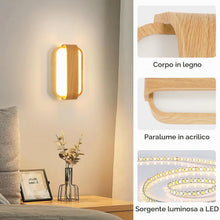 Carica l'immagine nel visualizzatore di Gallery, Applique LED da Parete Interno 13W in Legno Moderno