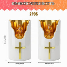 Carica l'immagine nel visualizzatore di Gallery, 2 Pezzi Candele led, Lumini cimitero led batteria per cimiteri e chiese