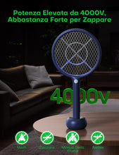 Carica l'immagine nel visualizzatore di Gallery, AROEVE Racchetta Zanzare Elettrica 2-in-1 Lampada Antizanzare 4000V 1200mAh