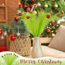 Carica l'immagine nel visualizzatore di Gallery, Kezidhp Punta Albero di Natale 36 cm, 8 Pezzi, Decorazione Natalizia con Girandole Verde Lime e Palline Rosse, Steli Artificiali Verdi per Alberi, Corone e Fai da Te