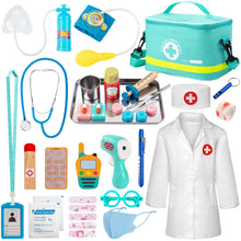Carica l&#39;immagine nel visualizzatore di Gallery, Sundaymot Valigetta Dottore Bambini, kit Dottoressa Bambina, con Vero stetoscopio, termometro, camice da medico e borsa da medico portatile, Gioco di Ruolo per Ragazze e Ragazzi di 3, 4, 5 Anni