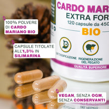 Carica l'immagine nel visualizzatore di Gallery, Cardo Mariano BIO | Extra Forte 1350mg / giorno, integratore con Silimarina | 120 capsule da 450mg | Disintossicazione d