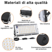 Carica l'immagine nel visualizzatore di Gallery, CREATESTAR 50W Faretto LED da Esterno，2pcs Faretto Led con Spina,3000K Bianco Caldo Faretti led 5000LM,faretti LED ester