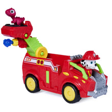 Carica l'immagine nel visualizzatore di Gallery, Paw Patrol: The Dino Movie, camion dei pompieri Marshall Dino Rescue con lanciamissili rotante a 360° con 2 action figur