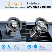 Carica l'immagine nel visualizzatore di Gallery, Porta Cellulare Auto con magsafe【20 Potente Magnetico 】Supproto Telefono Auto Magnetico【360° Rotazione】Porta Telefono AUto Per Il Cruscotto &amp; Presa d'Aria Automobile Compatibile con iPhone Smartphones