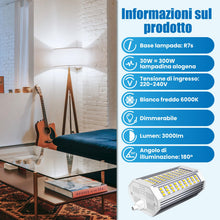 Carica l'immagine nel visualizzatore di Gallery, GlowUp 30W Lampadina R7S LED 118mm Dimmerabile 220V J118 Faretto a Doppia Estremità 3000lm Equivalente a 300W Lampadina 