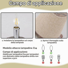 Carica l'immagine nel visualizzatore di Gallery, Paralume in Tessuto per Candela Lampadario Lampada da Parete, Set di 6 Paralumi da Comodino E14 da parete, Clip On Paral