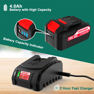 Avvitatore a Impulsi 18V, HYCHIKA 350Nm Avvitatori a Massa Battente 3000 IPM, 4.0Ah Batteria 18V, 3x Chiavi A Bussola per 17/19/21mm, Caricatore, Mandrino 13mm (1/2")
