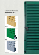 Carica l'immagine nel visualizzatore di Gallery, Kit universale base per spagnoletta a 1 e 2 ante. Si distingue per apertura con rotazione a 180°, è completa di gancio e