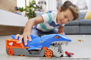 Hot Wheels -PlaySet Trasportatore Squalo Divoratore con Macchinina, Giocattolo per Bambini 4+ Anni, GVG36