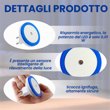Carica l'immagine nel visualizzatore di Gallery, 2 Pezzi Luce Notturna LED Blu con Sensore di Luce, Luce Notturna Sensore Movimento, Design Compatto e Rotondo, Automatic