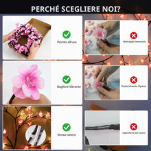 Carica l'immagine nel visualizzatore di Gallery, Luci a LED con rami di fiori di ciliegio - 180cm 96 LED decorazione da parete con fiori di ciliegio, catena luminosa in 