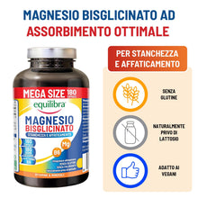 Carica l'immagine nel visualizzatore di Gallery, Equilibra Magnesio Bisglicinato 250mg, 180 Capsule, Scorta 6 mesi