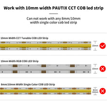 Carica l'immagine nel visualizzatore di Gallery, PAUTIX 4pin CCT COB LED Striscia Connettore Kit, larga 10mm Striscia LED COB CCT, Connettore trasparente Gapless 4 pezzi