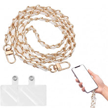 Carica l'immagine nel visualizzatore di Gallery, laccio per telefono al collo Universale con 2 Patch, catena per cellulare, Tracolla in Pelle PU e Catena in Alluminio 12