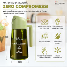 Carica l'immagine nel visualizzatore di Gallery, WELCOMAT Oliera Spray - 470 ml - Spruzzino Olio Per Friggitrice ad Aria, 2 in 1, Spray Nebulizzatore, Spruzzatore, Dosat