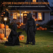Carica l'immagine nel visualizzatore di Gallery, Costume Ghostface Bambini Ghost Face Costume Completo di Mantello, Maschera Spaventosa, Cintura, Guanti e Coltello Finto