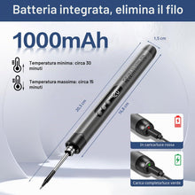 Carica l'immagine nel visualizzatore di Gallery, Set Saldatore Wireless, Saldatore USB a Batteria con LCD, Temperatura Regolabile 180℃-450°C, 3 Punte di Saldatura, Filo 