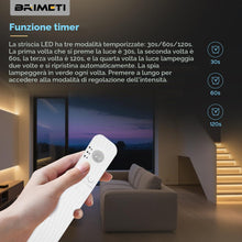 Carica l'immagine nel visualizzatore di Gallery, BRIMETI Striscia LED COB con Sensore di Movimento Dimmerabile 5M 320LEDs/M 5V Striscie a Batteria Bianco Naturale 4000K 