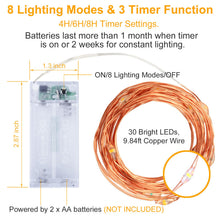 Carica l'immagine nel visualizzatore di Gallery, innolife 6 catene luminose a batteria, 3 m, 30 LED, 8 modalità