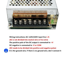 Carica l'immagine nel visualizzatore di Gallery, SQUADO ALIMENTATORE 12V 10A 100-220V STABILIZZATO SWITCH TRIMMER DISSIPATORE INTERNO per luci led, fai da te