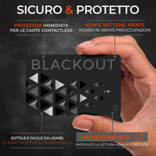 Carica l'immagine nel visualizzatore di Gallery, AKIELO BLACKOUT RFID Protection Card – Scheda Blocco RFID Anti-Frode Ultra Sottile – Proteggi Carte di Credito Contactle