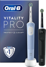 Carica l'immagine nel visualizzatore di Gallery, Oral-B 2 Spazzolini Elettrici Vitality Pro, Blu e Nero, 2 Testine