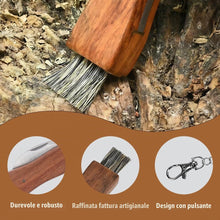 Carica l'immagine nel visualizzatore di Gallery, Coltello per Funghi in Acciaio Inox con Spazzola - Raccolta e Pulizia Micologica