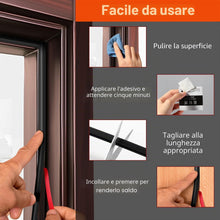 Carica l'immagine nel visualizzatore di Gallery, Vinabo Guarnizione Porta Finestra Tipo D 6 m Nera, Paraspifferi