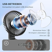 Carica l'immagine nel visualizzatore di Gallery, EasyAcc® Ventilatori da Tavolo a Batteria 4000mAh ricaricabile Silenzioso 4 Velocità Ventilatori da Tavolo Portatile USB-C/Copriventola Rimovibile/Display di Potenza a LED per Scrivania Casa Viaggi